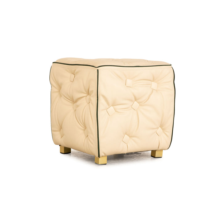 Tabouret en cuir Bretz Tiziana crème