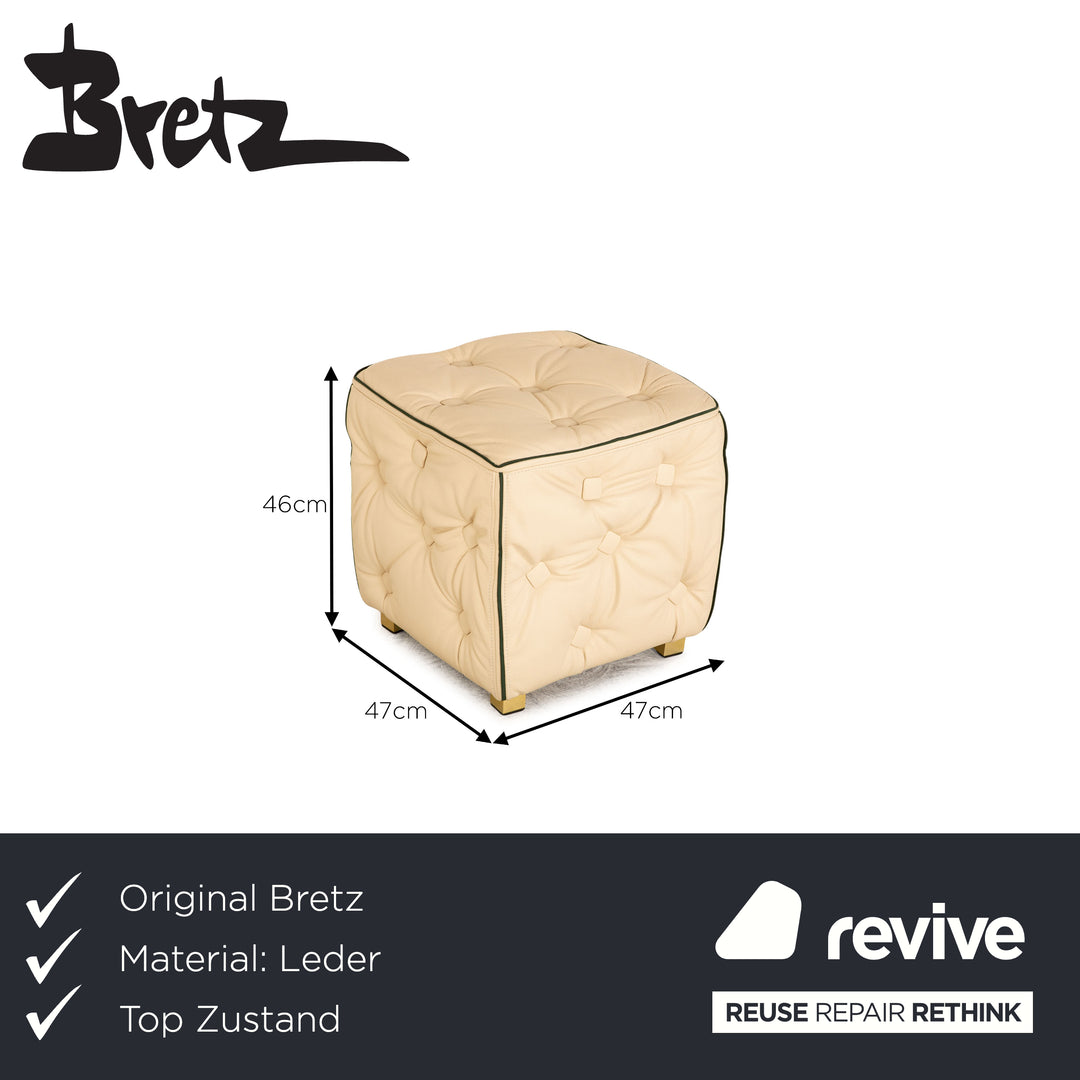 Tabouret en cuir Bretz Tiziana crème