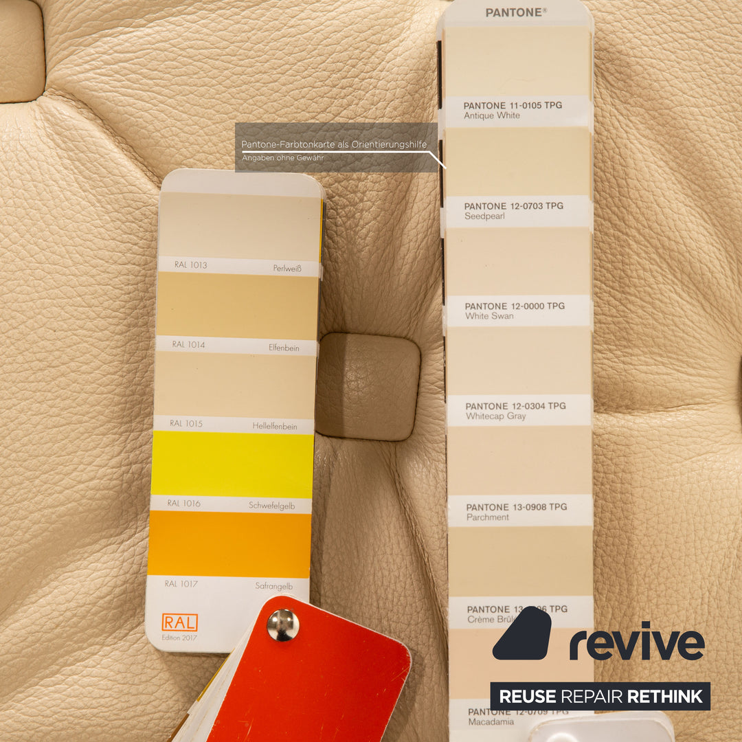 Tabouret en cuir Bretz Tiziana crème