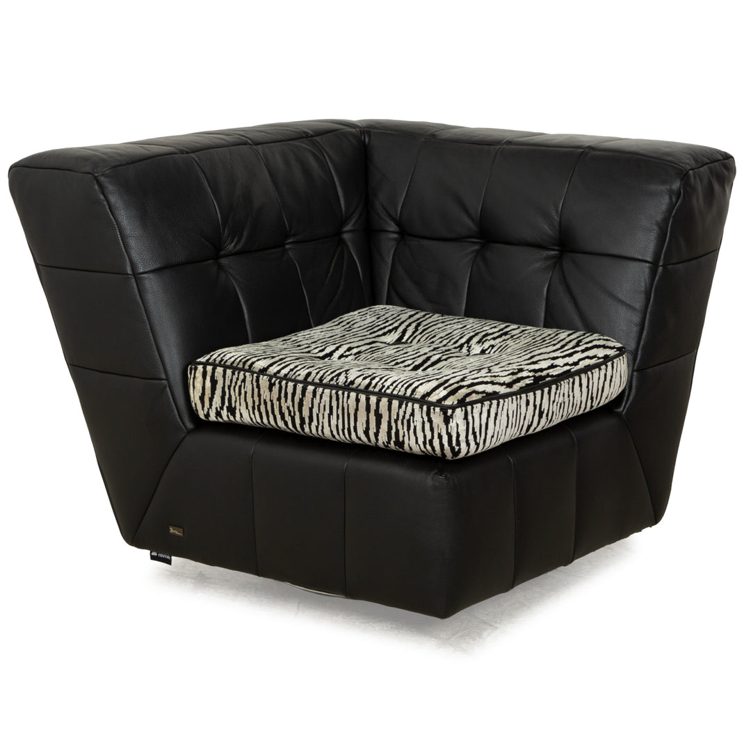 Fauteuil pivotant en cuir et tissu noir Bretz Tiziana