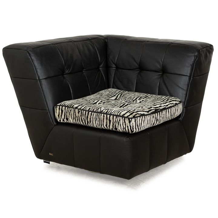 Fauteuil pivotant en cuir et tissu noir Bretz Tiziana