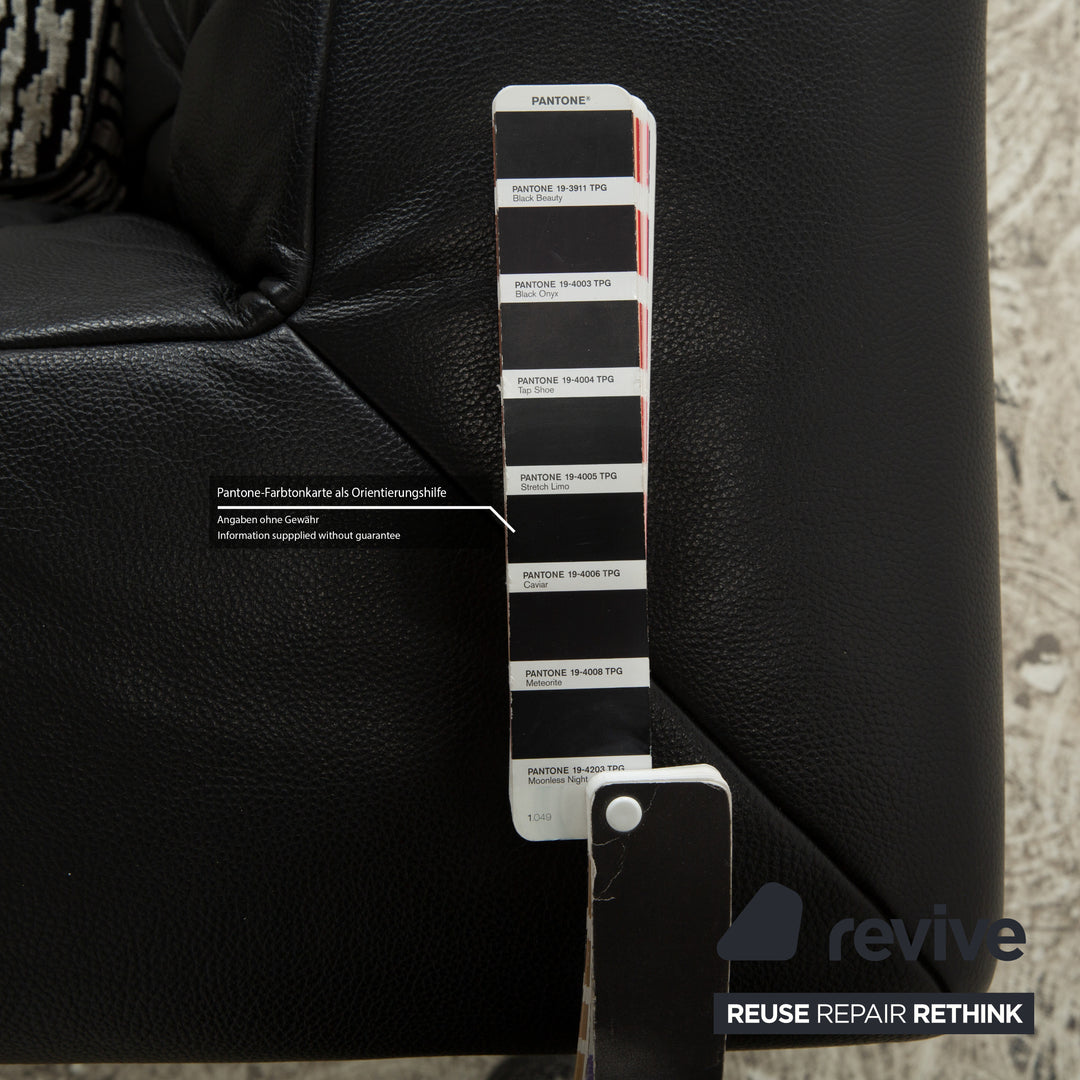 Fauteuil pivotant en cuir et tissu noir Bretz Tiziana