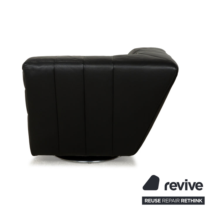 Fauteuil pivotant en cuir et tissu noir Bretz Tiziana
