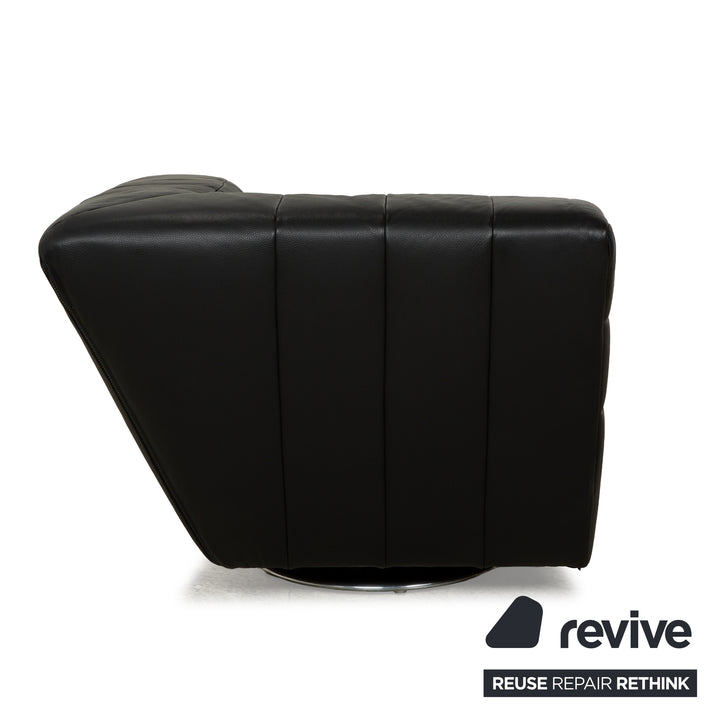 Fauteuil pivotant en cuir et tissu noir Bretz Tiziana