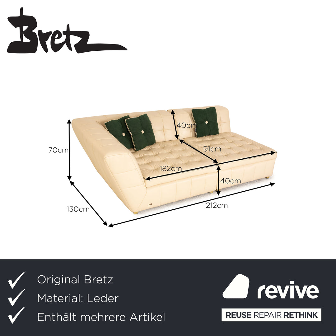 Bretz Tiziana ensemble de canapés en cuir crème quatre places chaise longue tabouret canapé