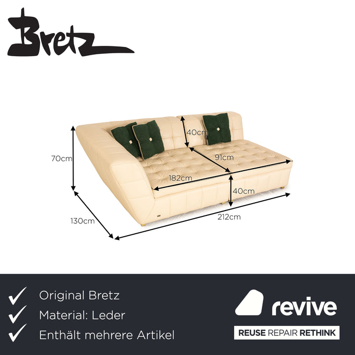 Bretz Tiziana ensemble de canapés en cuir crème quatre places chaise longue tabouret canapé