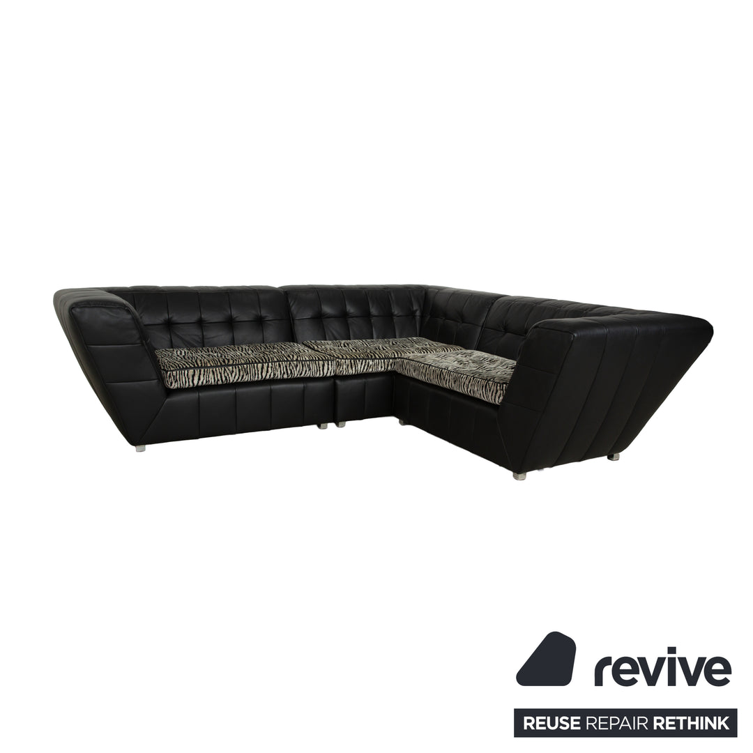 Bretz Tiziana Leder Sofa Garnitur Schwarz Sofa Ecksofa Sessel