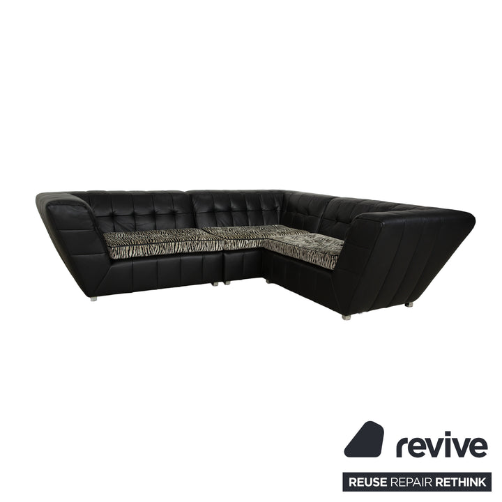 Bretz Tiziana Leder Sofa Garnitur Schwarz Sofa Ecksofa Sessel