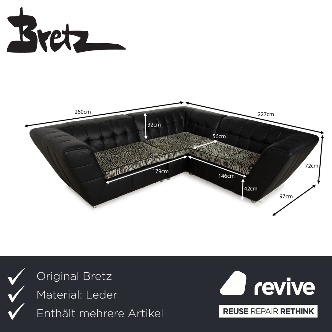 Bretz Tiziana Leder Sofa Garnitur Schwarz Sofa Ecksofa Sessel