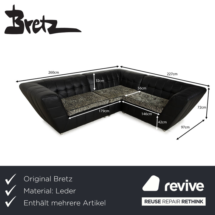 Bretz Tiziana Leder Sofa Garnitur Schwarz Sofa Ecksofa Sessel