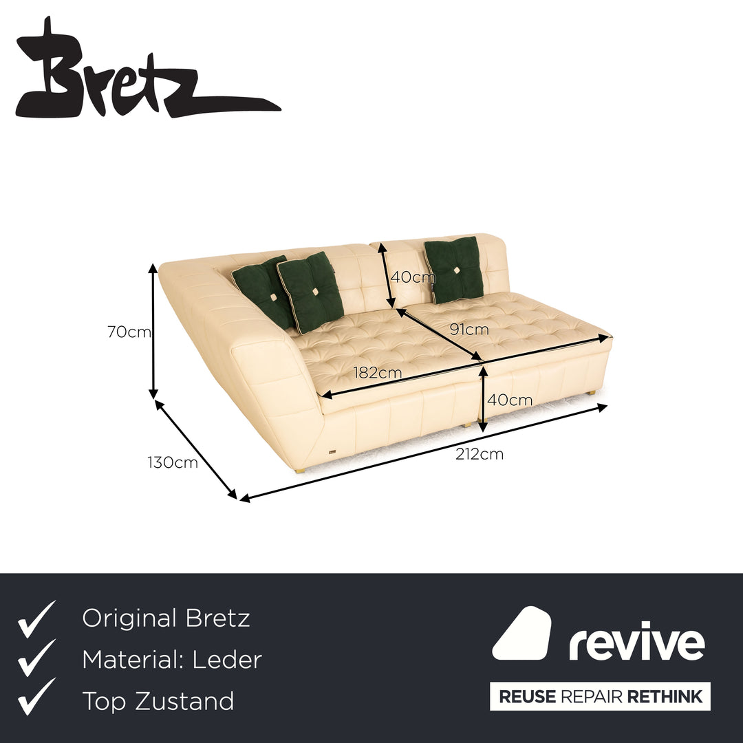 Bretz Tiziana Leder Viersitzer Creme Sofa Couch