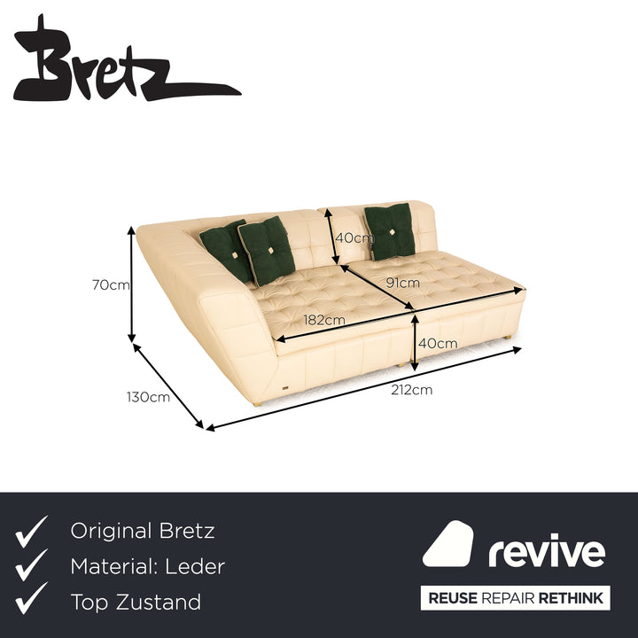 Bretz Tiziana Leder Viersitzer Creme Sofa Couch