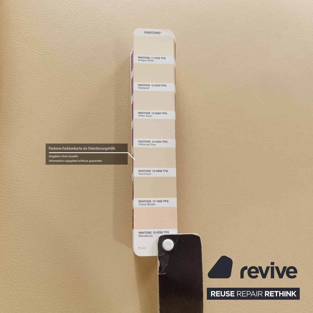 Brühl Alba Leder Dreisitzer Beige Creme manuelle Funktion Sofa Couch