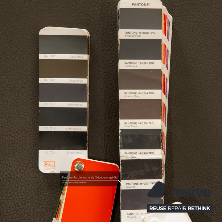 Brühl Alba Leder Dreisitzer Dunkelgrau manuelle Funktion Sofa Couch manuelle Funktion Kopfstütze