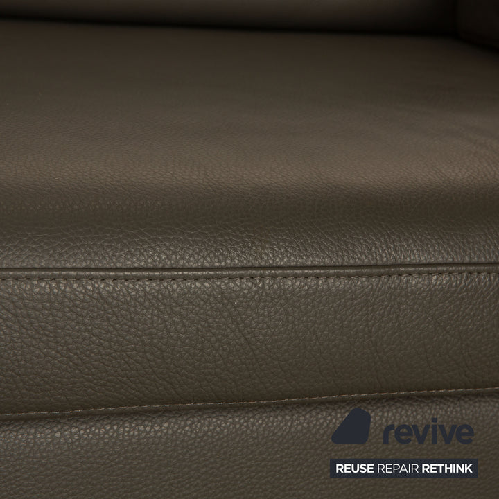 Brühl Alba Leder Dreisitzer Dunkelgrau manuelle Funktion Sofa Couch manuelle Funktion Kopfstütze