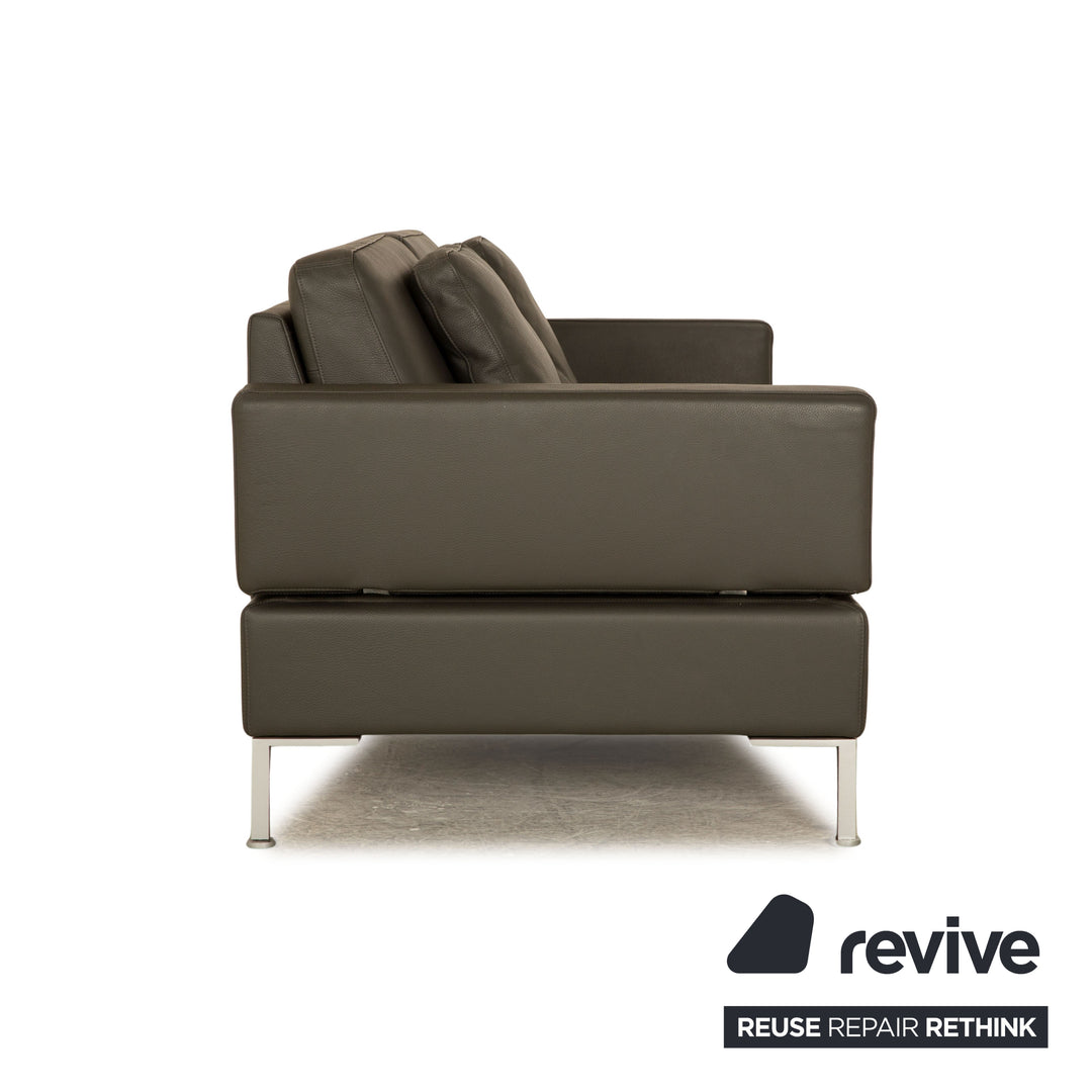 Brühl Alba Leder Dreisitzer Grau manuelle Funktion Sofa Couch