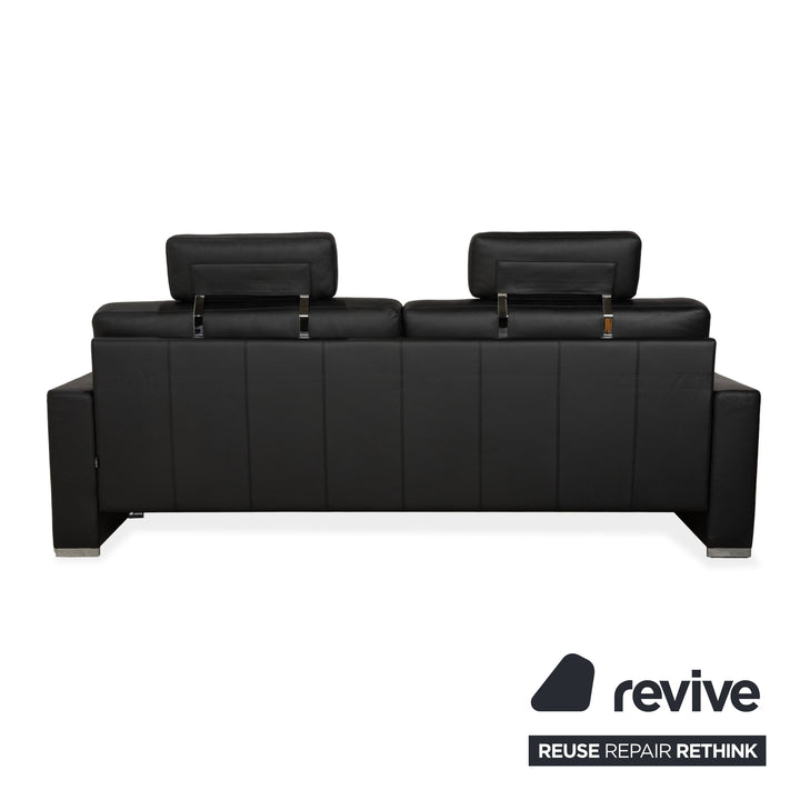 Brühl Alba Leder Dreisitzer Schwarz manuelle Funktion Sofa Couch