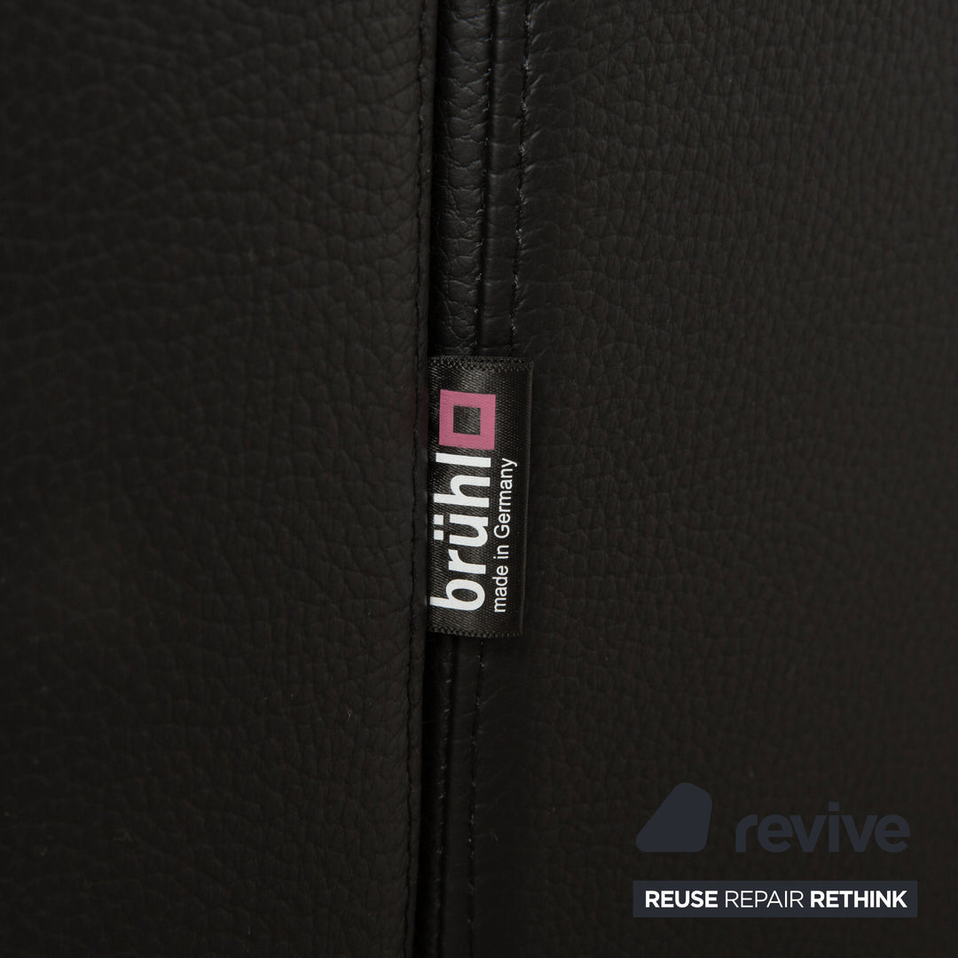 Brühl Alba Leder Dreisitzer Schwarz manuelle Funktion Sofa Couch