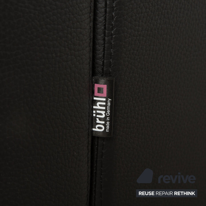 Brühl Alba Leder Dreisitzer Schwarz manuelle Funktion Sofa Couch