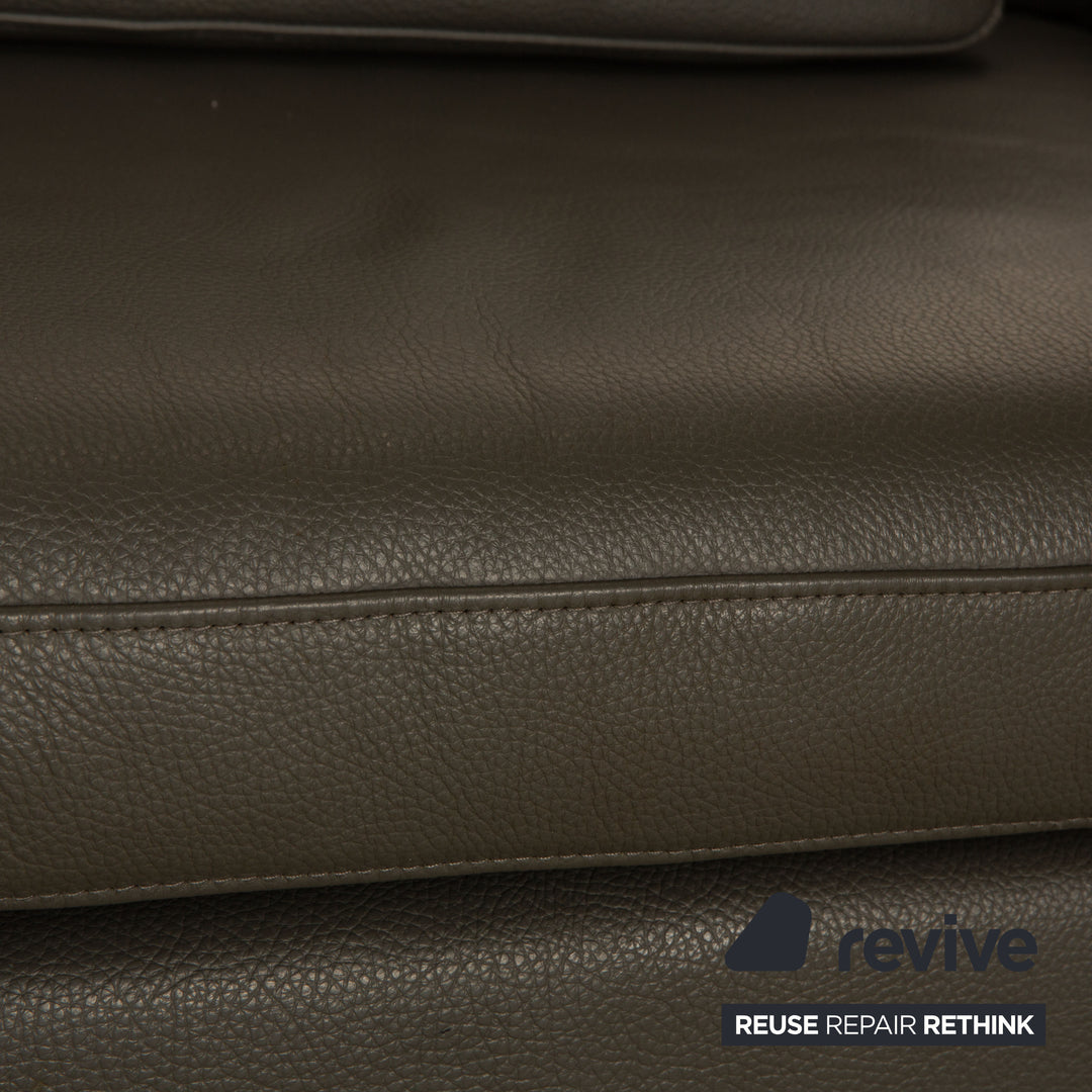 Brühl Alba Leder Sofa Garnitur Grau manuelle Funktion 2x Dreisitzer Couch