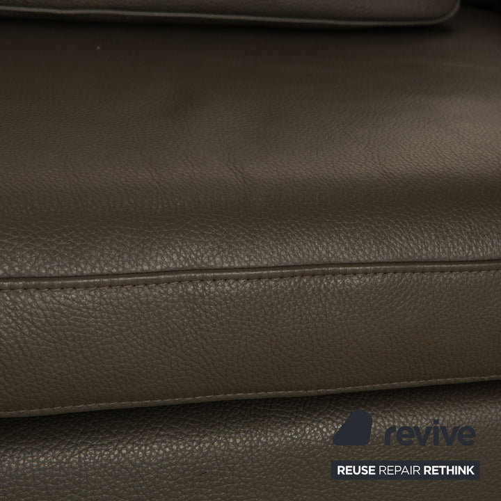 Brühl Alba Leder Sofa Garnitur Grau manuelle Funktion 2x Dreisitzer Couch