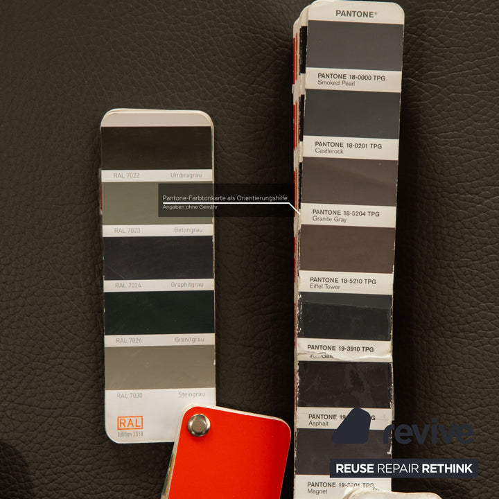 Brühl Alba Leder Sofa Garnitur Grau manuelle Funktion 2x Dreisitzer Couch