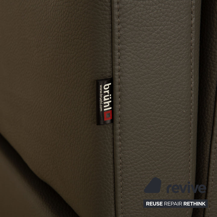 Brühl Alba Leder Sofa Garnitur Grau manuelle Funktion 2x Dreisitzer Couch