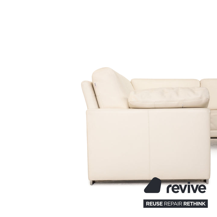 Brühl Alba Leder Sofa Weiß Ecksofa Couch Recamiere rechts