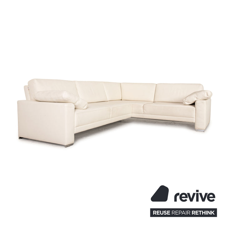 Brühl Alba Leder Sofa Weiß Ecksofa Couch Recamiere rechts