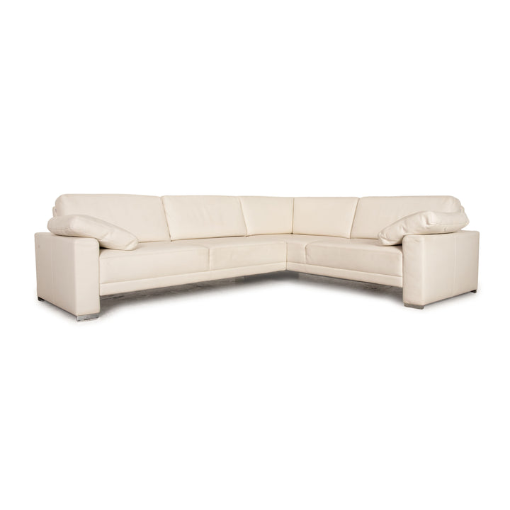 Brühl Alba Leder Sofa Weiß Ecksofa Couch Recamiere rechts