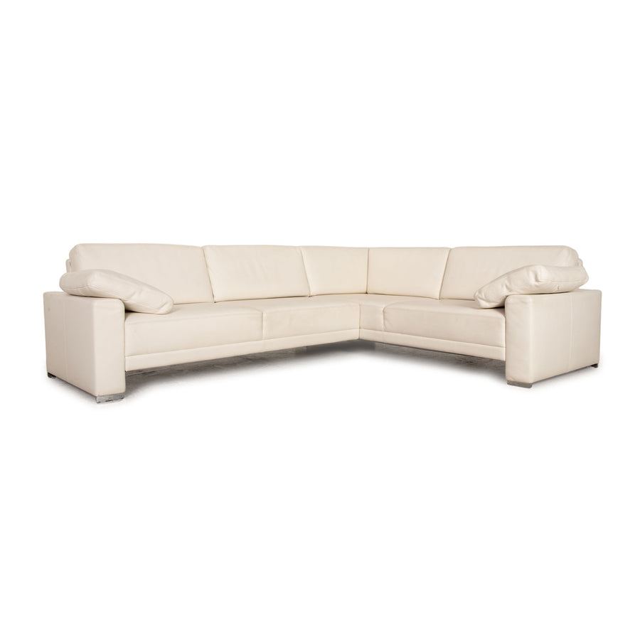 Brühl Alba Leder Sofa Weiß Ecksofa Couch Recamiere rechts