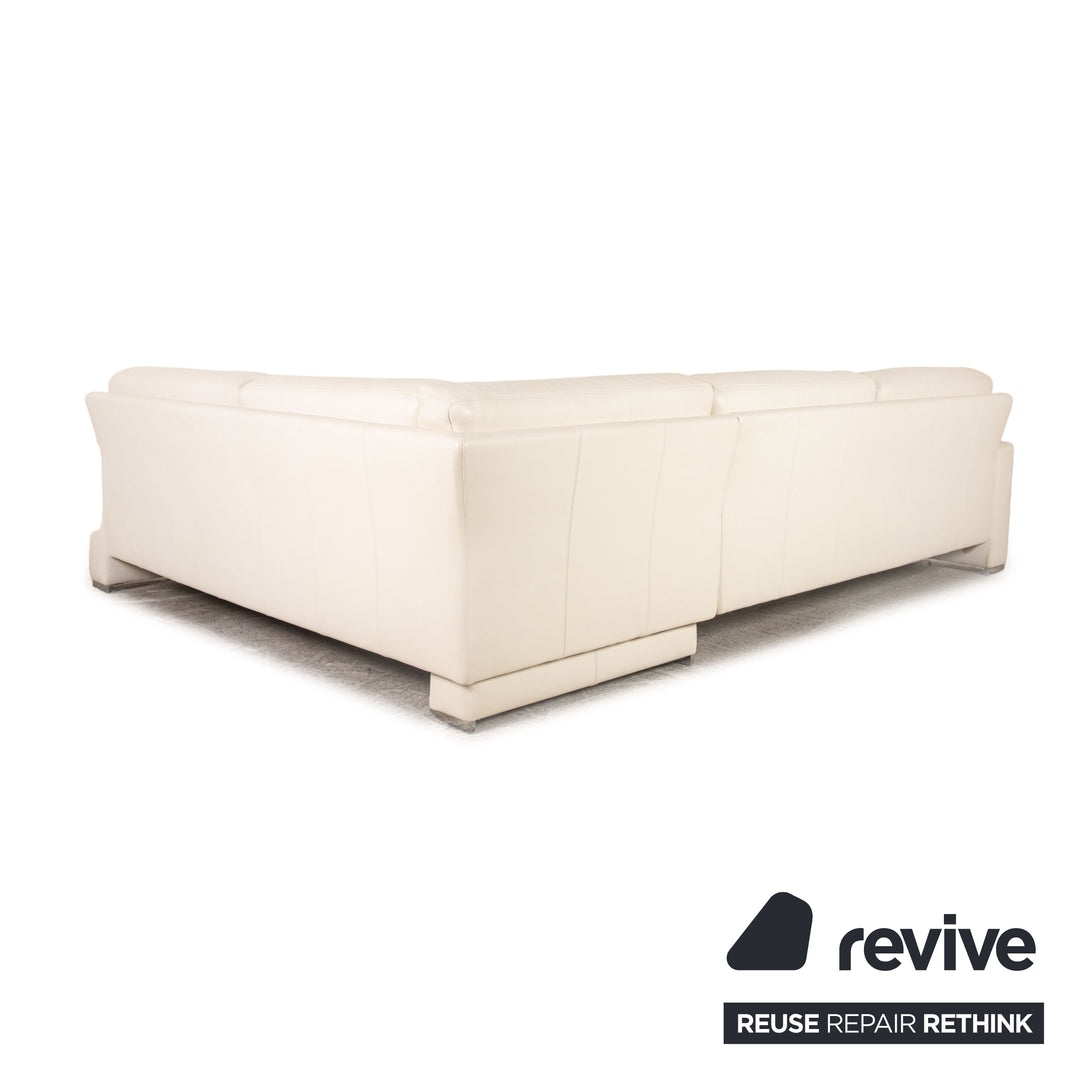 Brühl Alba Leder Sofa Weiß Ecksofa Couch Recamiere rechts
