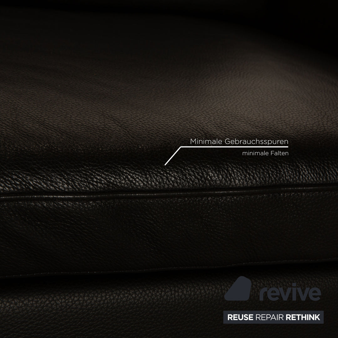 Brühl Alba Leder Zweisitzer Schwarz manuelle Funktion Sofa Couch
