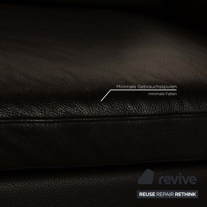 Brühl Alba Leder Zweisitzer Schwarz manuelle Funktion Sofa Couch