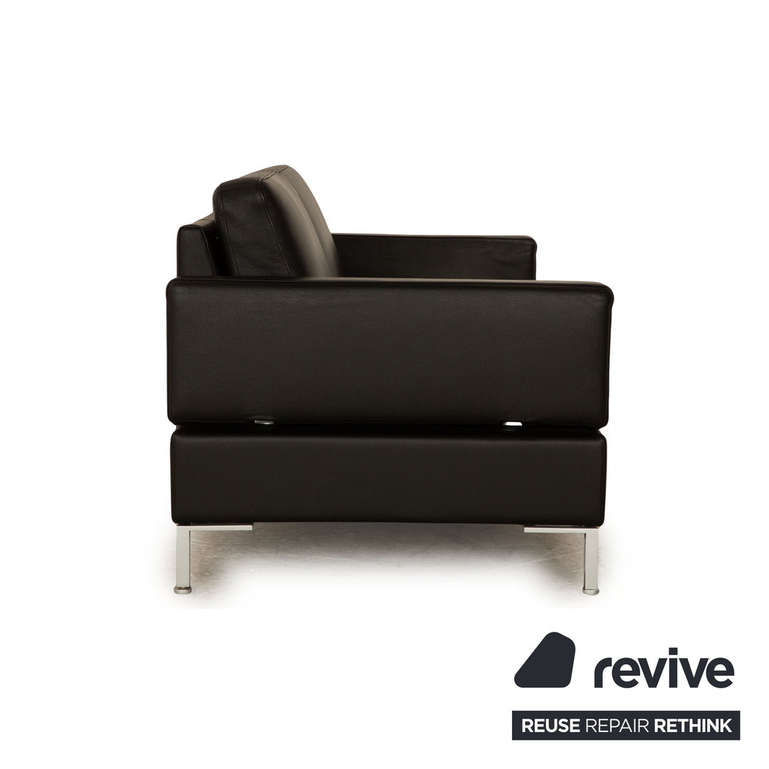 Brühl Alba Leder Zweisitzer Schwarz manuelle Funktion Sofa Couch