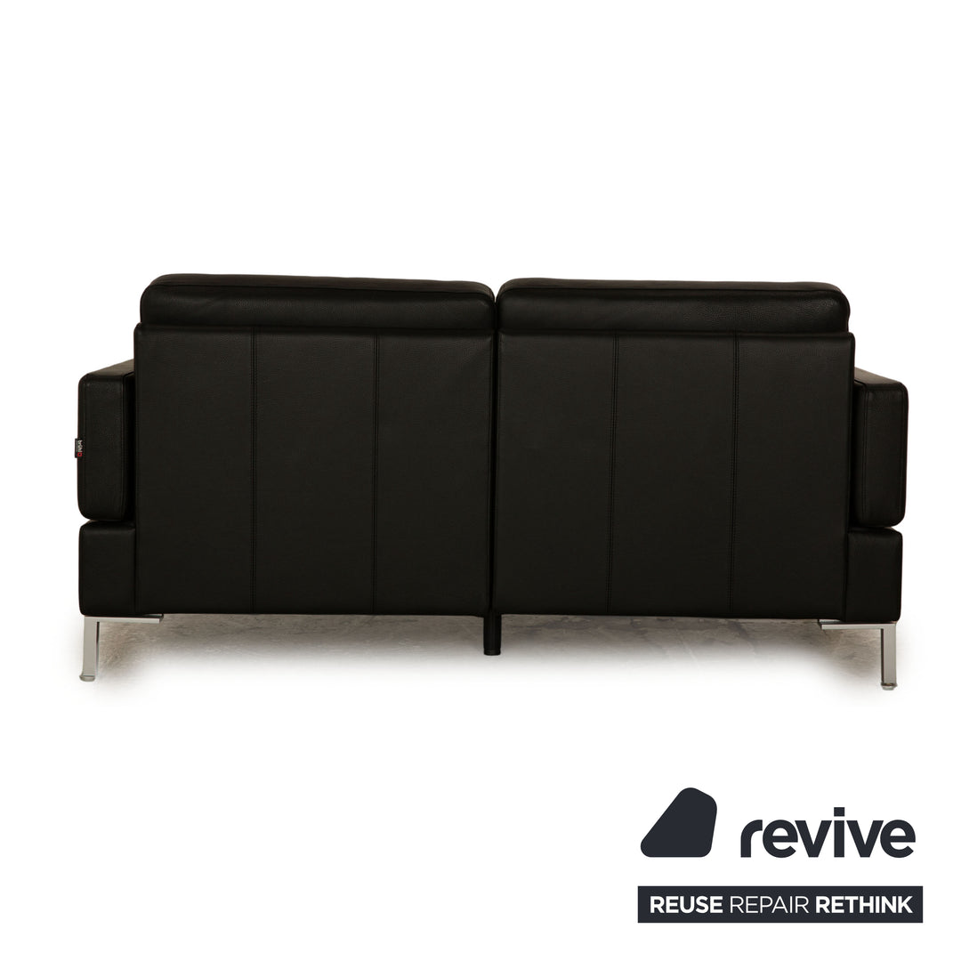 Brühl Alba Leder Zweisitzer Schwarz manuelle Funktion Sofa Couch