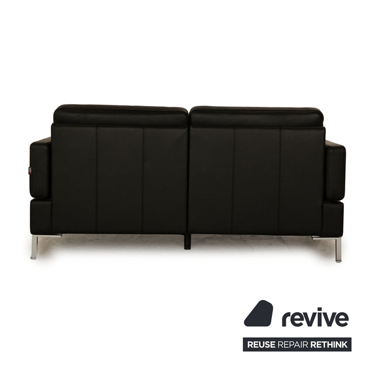 Brühl Alba Leder Zweisitzer Schwarz manuelle Funktion Sofa Couch