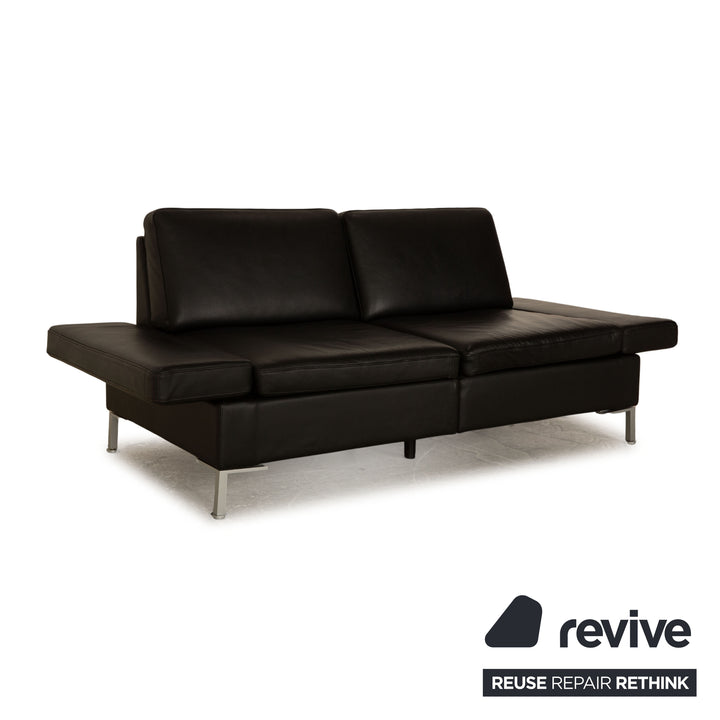 Brühl Alba Leder Zweisitzer Schwarz manuelle Funktion Sofa Couch