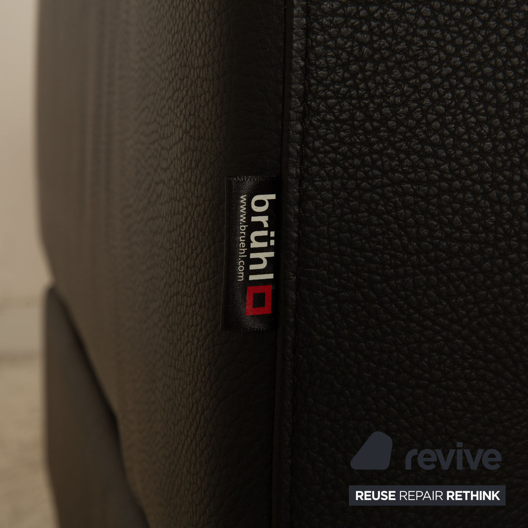 Brühl Alba Leder Zweisitzer Schwarz manuelle Funktion Sofa Couch