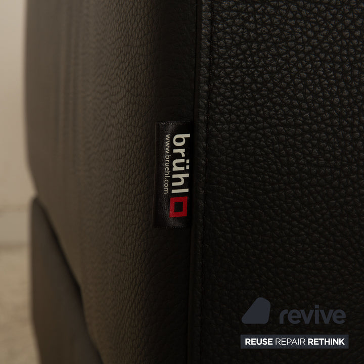 Brühl Alba Leder Zweisitzer Schwarz manuelle Funktion Sofa Couch