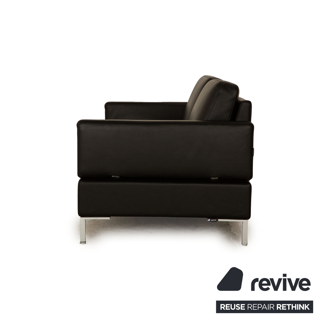 Brühl Alba Leder Zweisitzer Schwarz manuelle Funktion Sofa Couch