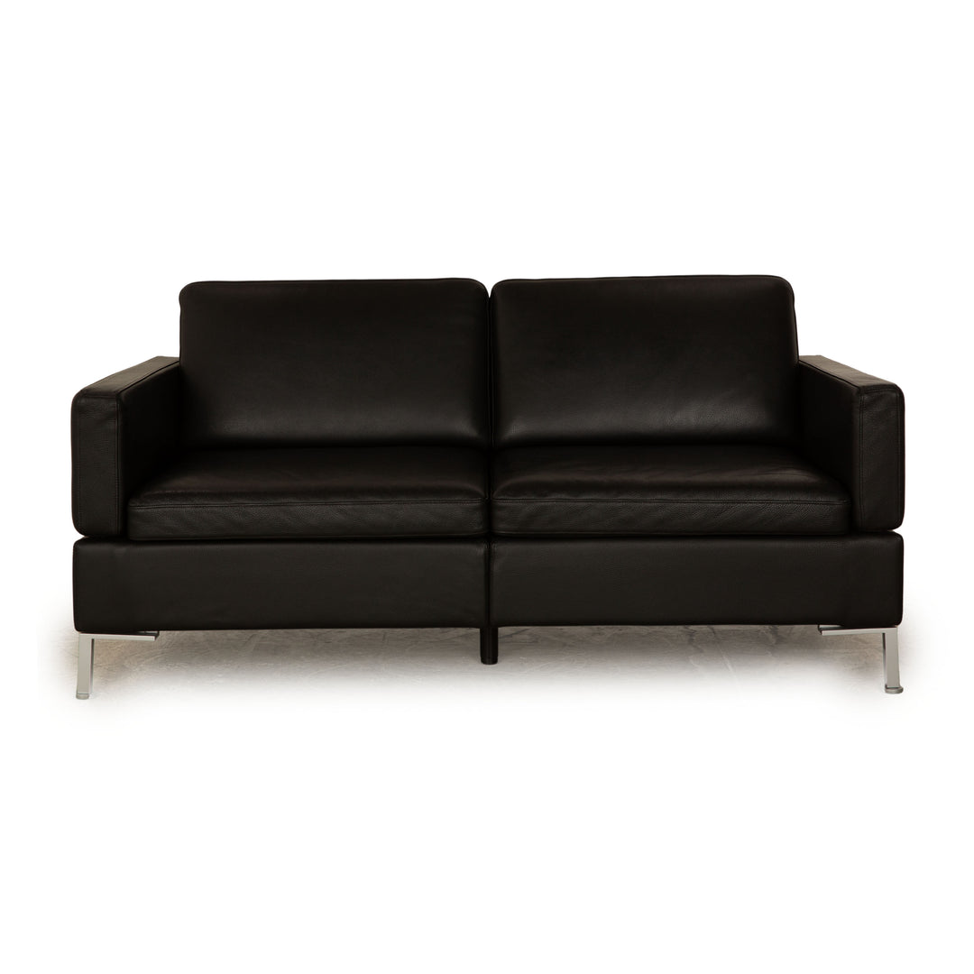 Brühl Alba Leder Zweisitzer Schwarz manuelle Funktion Sofa Couch