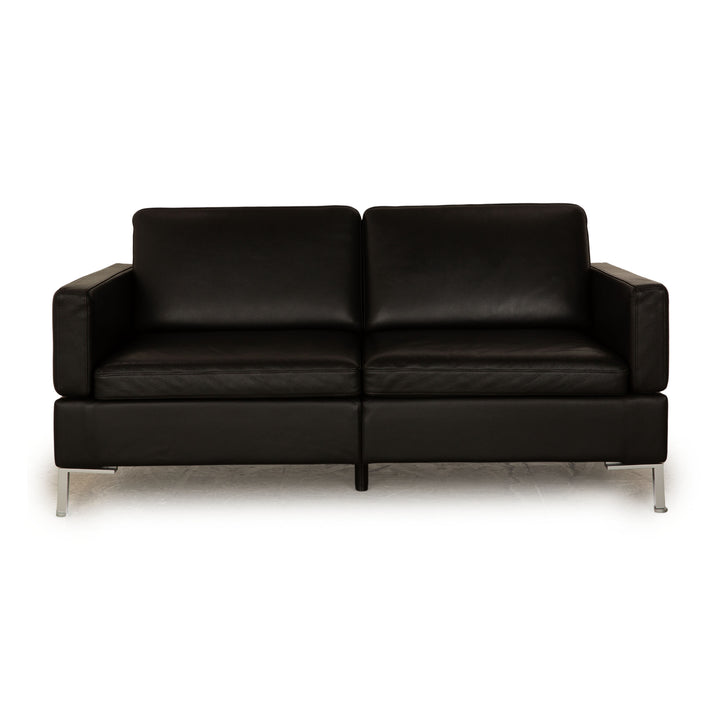 Brühl Alba Leder Zweisitzer Schwarz manuelle Funktion Sofa Couch