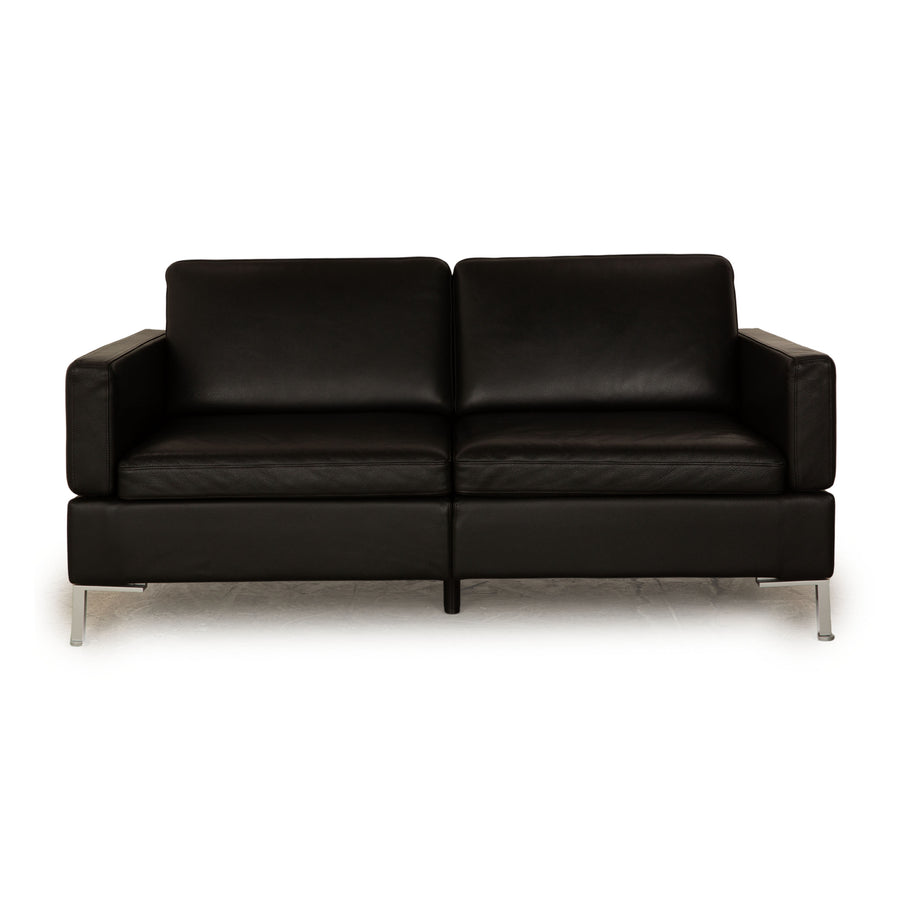 Brühl Alba Leder Zweisitzer Schwarz manuelle Funktion Sofa Couch