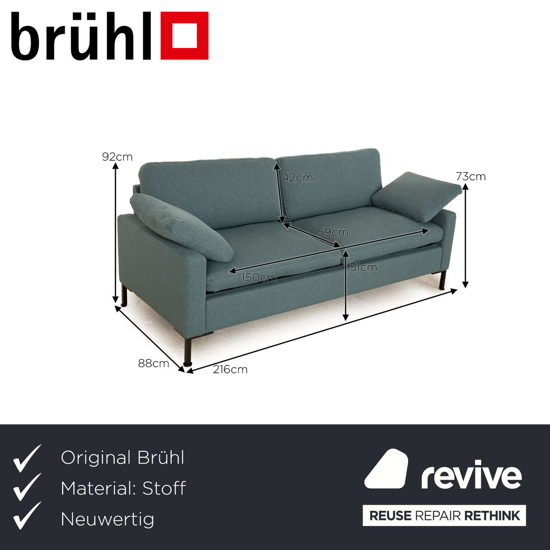 Brühl Alba Stoff Dreisitzer Blau Petrol Sofa Couch