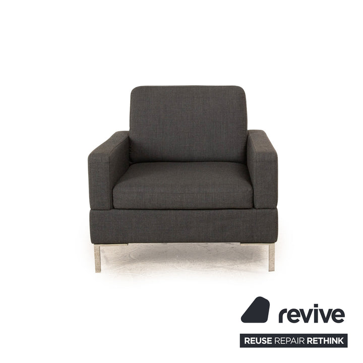 Brühl Alba Stoff Sessel Grau Chrom Füße