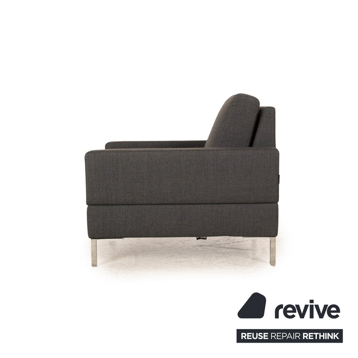 Brühl Alba Stoff Sessel Grau Chrom Füße