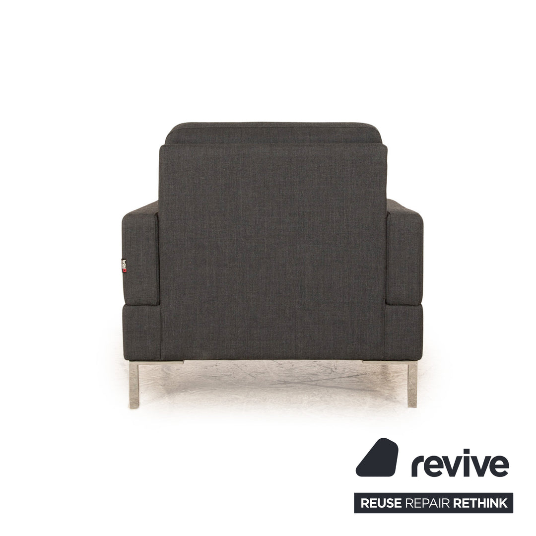 Brühl Alba Stoff Sessel Grau Chrom Füße