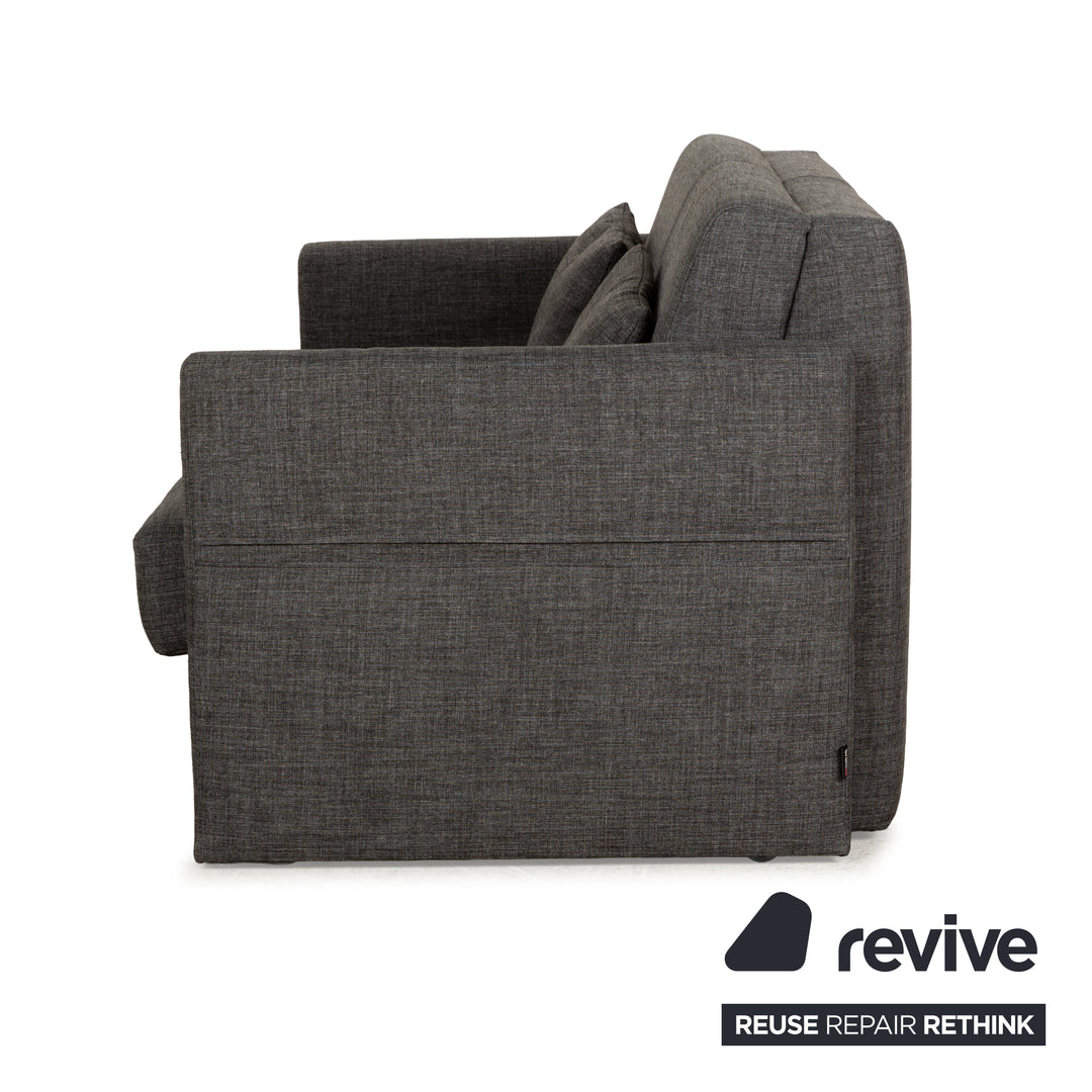 Brühl Cara Stoff Sofa Garnitur Grau manuelle Funktion Zweisitzer Couch Schlafsofa