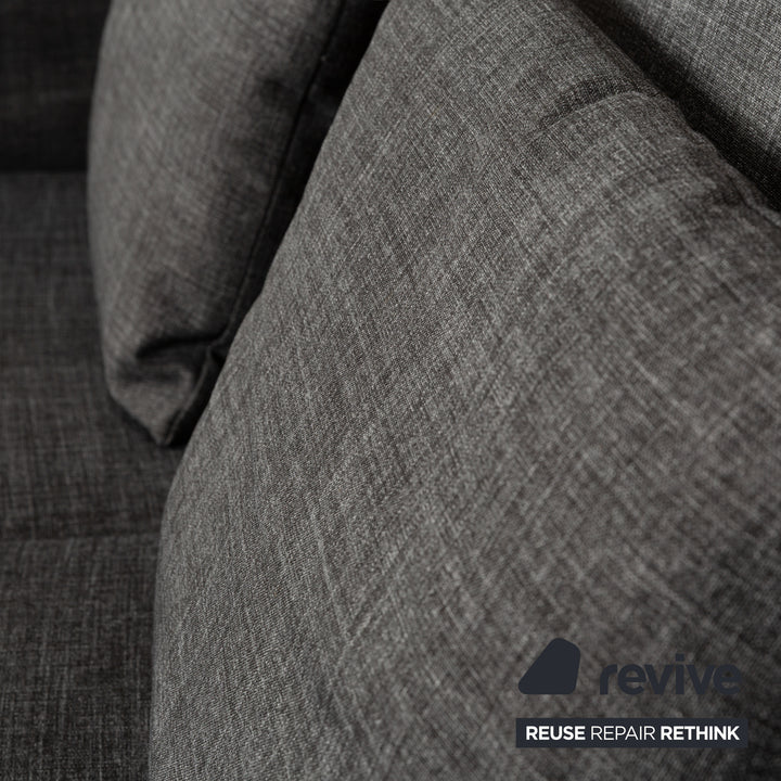 Brühl Cara Stoff Sofa Garnitur Grau manuelle Funktion Zweisitzer Couch Schlafsofa